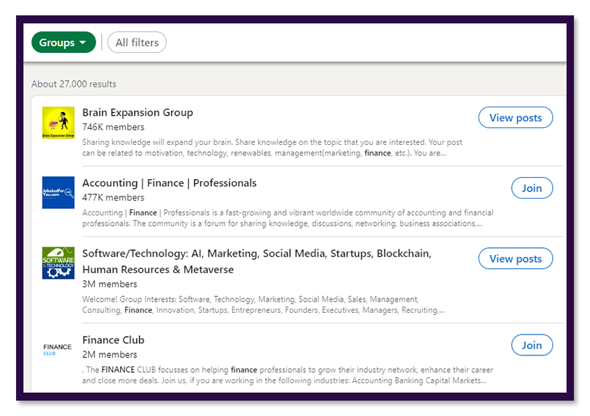 join relevant groups